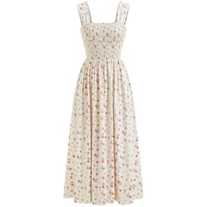 CIDER Womens Floral Summer Dresses Square Neck Sleeveless Midi A Line Casual Sundress, XL