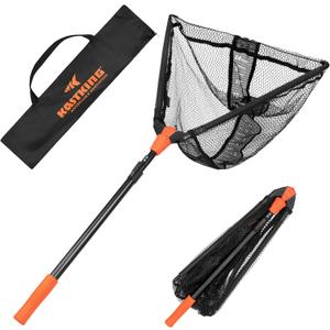KastKing Pontus Fishing Net Fish Landing Net, Foldable & Lightweight Freshwater Fishing Landing Net with Built in Length Scale, Aluminum Handle, Fish-friendly Mesh for a Safe Release, Fishing Gifts for Men