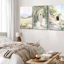 3 Pcs Christian Canvas Wall Art Modern Christian Bible Sheep Jesus On The Way Empty Tomb Painting Picture Wall Decor Bible Sketch Poster Prints for Office Living Room Bedroom Home Decoration, 24L"x16W"