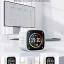 TK3 Pomodoro Timer Cube, Desk Productivity Timer with 5/10/30/60 Min Presets, Custom Countdown, Stopwatch, Clock, 3 Alarm, Silent, Vibrate & Sound Alert, for Task, ADHD, Study, Kitchen, White