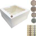 JIYIXHylera 20Pcs 12x12x6 Inch Cake Boxes with Display Window and Lids, Tall Kraft Bakery Containers for Birthday Party Desserts, Disposable Pastry Packaging Boxes