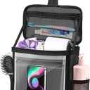 Hanging Shower Caddy Portable, Travel Toiletry Bag for Men & Women, Large Capacity with Hook,Dorm Room Essentials With Waterproof Phone Compartment, for Bathroom, Picnic, Gym, Travel(Black)