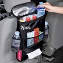 2PCS Car Seat Back Organizer, Auto Back Seat Hanging Insulation Multi- Pocket Travel Storage Cooler Bag Heat-Preservation Insulated Wrap Bottle Bag with Mesh Pockets