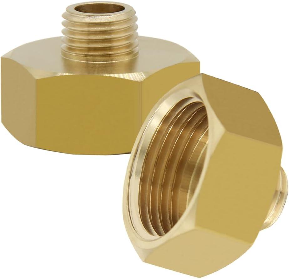 Joywayus 3/4"GHT Female x 1/4"NPT Male Brass Pipe Fittings Hex Nipple Adapter (Pack of 2)