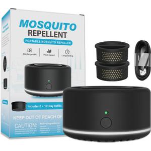 Mosquito Repellent Outdoor Patio, Portable Repellent Device Plant-Derived Mosquito Repeller, Rechargeable Personal Shield for Camping & Outdoor(2 Refills Included)