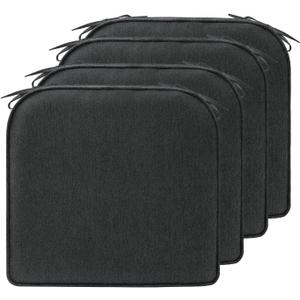 17 x 16 Inch Sunbrella Outdoor Chair Cushions with Tie Straps, Set of 4 Thick Water Repellent Round Patio Chair Pads for Garden Lawn Patio Furniture, Canvas Soot