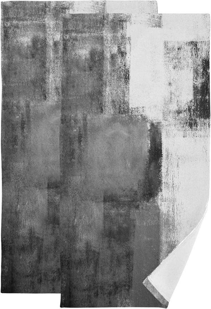 Black and White Hand Towels for Bathroom 2 Pack,Microfiber Soft Absorbent Grey Ombre Modern Abstract Art Grunge Kitchen Towels,Decorative Bathroom Towels for Face,Hair,Bath,Shower 14"x28"