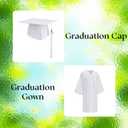 TOONRAIN Graduation Cap and Gown 2026 Matte Graduation Costume Tassel Topper Sash Set Adult Stole for High School Bachelor Robe Matte Classic White,51''