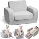 KidBloom 3-in-1 Toddler Couch, Toddler Chairs Comfy 1-3 Years Old, Kids Couch Bed Fold Out, Gifts for 1 2 Year Old Girls Boys