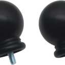 HAJZXH 2 Pcs 5/8 Inch Curtain Rod End Cap Finials Round Shape Drapery Rod End Caps Decorative Rod Replacement finials with M5 Screws for Curtain Rods(Black)