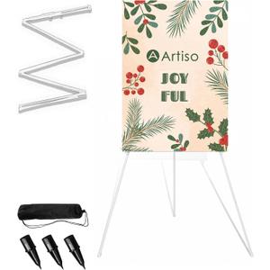 Display Easel Stand for Sign, Lightweight Tripod with Bag, Portable Adjustable Artist Easels for Outdoor Painting Posters/Canvas/Wedding, 1PC White