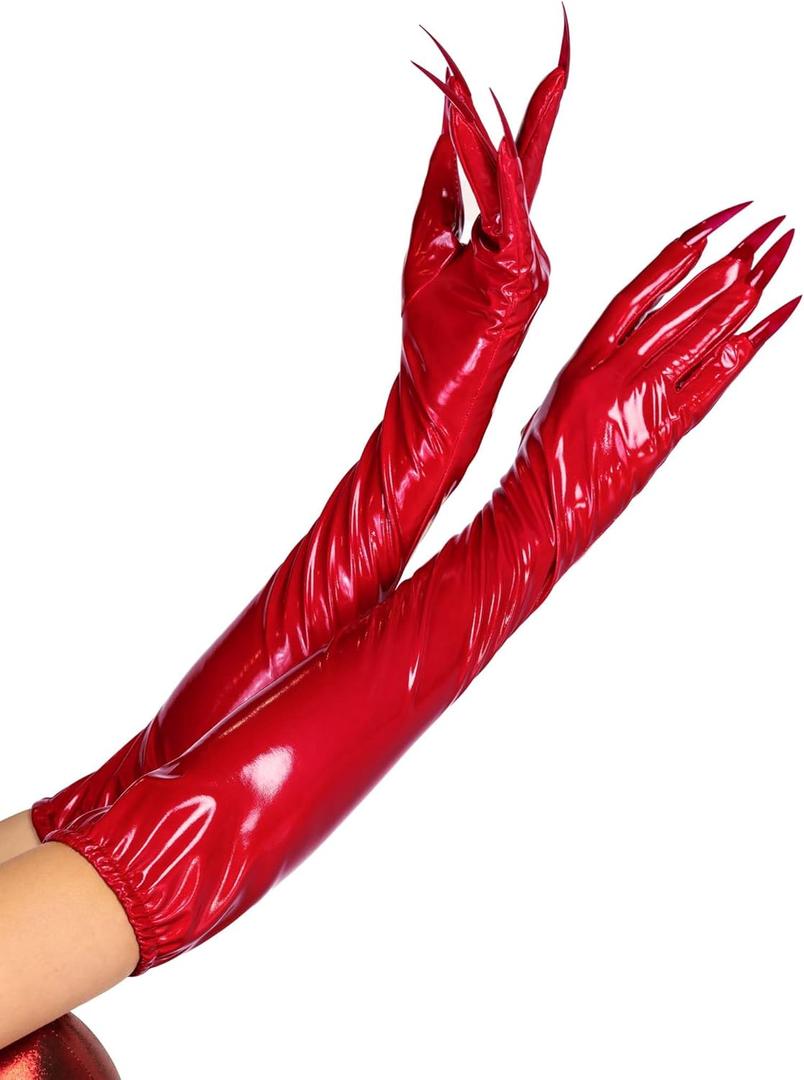 Leg Avenue Vinyl Claw Gloves, Red,Medium