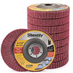 Sbestily 10Pcs 240 Grit Scour Flap Disc 4 1/2 Inch Coarse Polishing Grinding Wheel for Metal Stainless Steel Angle Grinder Scouring Pads Scuff Sanding Discs Paint Rust Remover