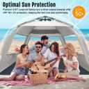 WhiteFang Deluxe Pop Up Beach Tent Sun Shade Shelter for 5-6 Person, UV Protection, Extendable Floor with 3 Ventilating Windows Plus Carrying Bag, Stakes, and Guy Lines