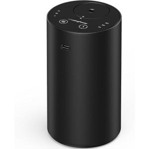 Waterless Essential Oil Diffuser, Rechargeable Scent Diffusers with 3 Mist Levels & Timers, Portable Aromatherapy Diffuser for Home Car Room Studio Office, Black Metal
