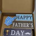 Thyle 4 Pcs Father's Day Decorations Wooden Tiered Tray Decor Happy Father's Day Table Centerpieces Blue Best Dad Ever Trophy Table Decor Eve Wood Block for Birthday Holiday Shelf Gifts