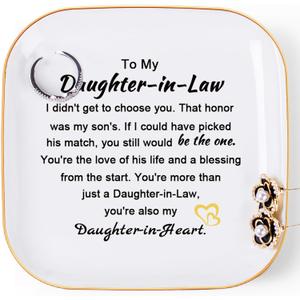 Piudee Daughter in Law Gifts from Mother in Law - Jewelry Dish Ring Trinket Dish for Daughter in Law Birthday Valentines Mother's Day Christmas Wedding Gift for Daughter in Law