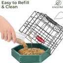 Kingsyard Squirrel Proof Platform Bird Feeders for Outdoor Hanging, 10" Wide Metal Caged Bird Feeder for Small Wildbirds Finches, Recycled Plastic Feeding Platform with Metal Seed Tray, Green