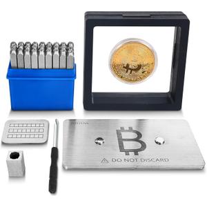96-Word Seed Phrase Plate Kit  Stainless Steel Backup with Letter Stamps & Positioning Tool, 4896 Word Capacity for Crypto Hardware Wallets