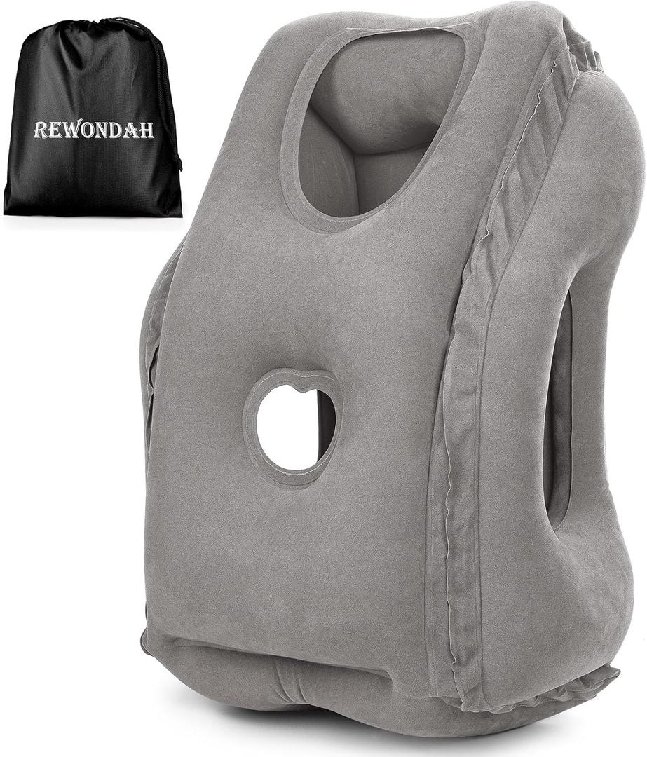 Rewondah Inflatable Travel Pillows for Airplanes | Airplane Pillow for Long Flight | Travel Plane Pillow for Airplanes Sleep Support | Blow up Flight Pillow for Long Flights to Avoid Neck Pain