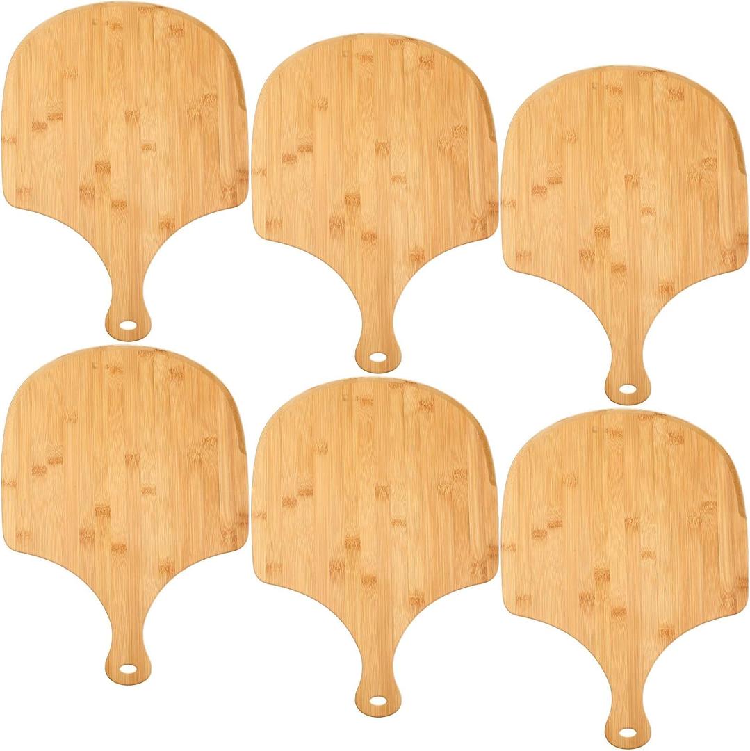 Norme 6 Pcs Bamboo Pizza Peel Set, Wooden Pizza Paddle with Handle, Wood Cutting Board, Oven Accessory for Breads, Cheese, Fruit, Vegetables, Kitchen Accessories (16.5 x 12 Inch)