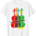 Multicolored Violins Birthday Gift for Musicians T-Shirt, White, Small 