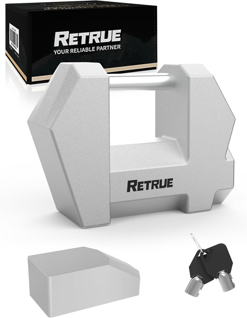 RETRUE Cyber Lock Heavy Duty Trailer Coupler Lock, Upgraded Trailer Lock with Extra Wide 1.2" Span & 1/4" Diameter, Anti-Theft Tongue Locks for RVs, Boats,Trucks Tow Hitch Security Accessory-Silver