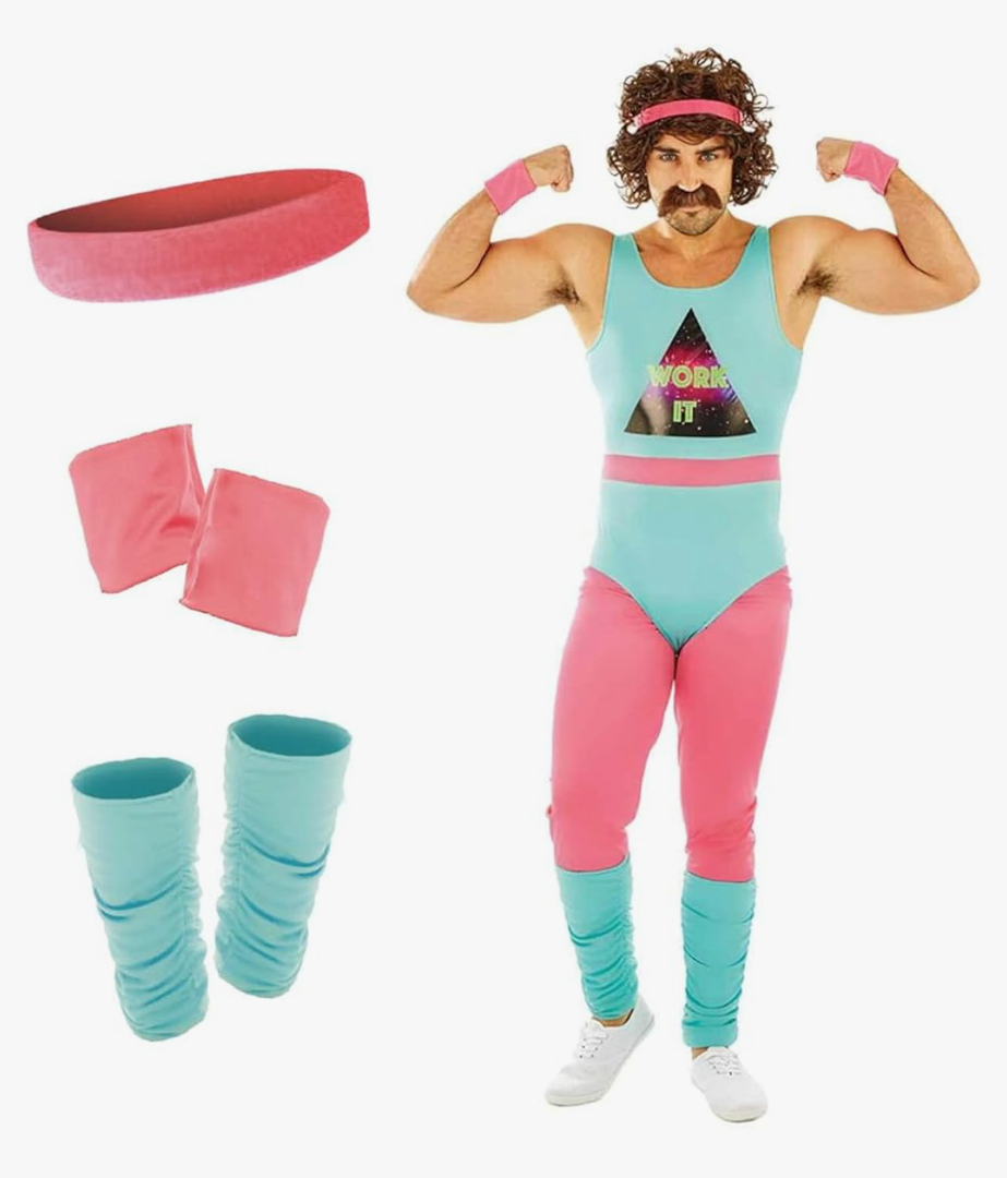 fun shack 80s Exercise Costumes For Men, 80s Workout Costumes, Retro Fitness Outfits For Men, 80s Gym Attire (X-Large Size)