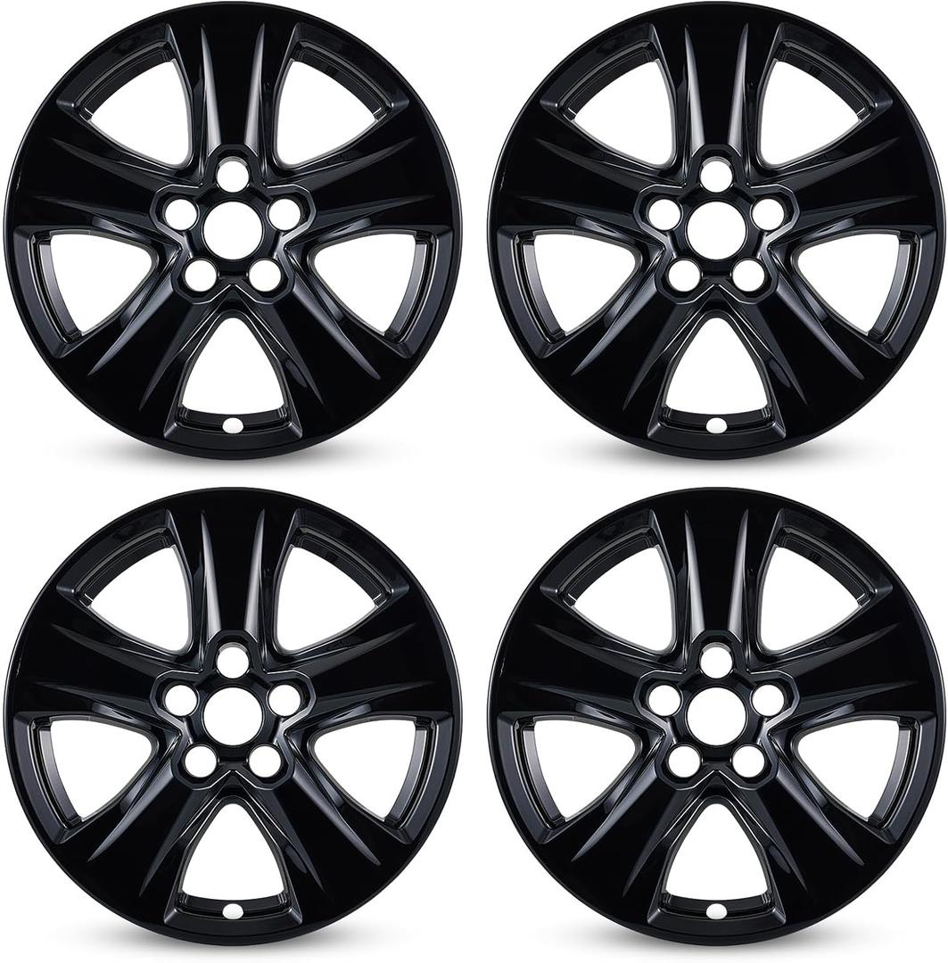 Glossy Black Wheel Skins Compatible with 2019-2024 Toyota RAV4/RAV4 Hybrid ;Set of 4 Pcs;17 inch
