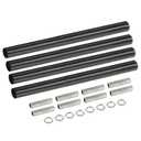 MECCANIXITY Threaded Extension Rod, 7.87" Lamp Pipe with Connector Light Fixture Parts for Pendant Light Island Lighting Chandeliers Stems, Black 4 Set