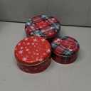 3 Pack Christmas Cookie Tins with Lids, Round Sturdy Tins, Christmas Baking Cake Container for Storing Patisseries, Snack, Chocolate