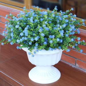 No Fade Artificial Flowers Outdoors, 16 Bundles Realistic Floral Greenery Plants UV-Anti Plants Fake Boxwood for Outdoor Indoor Home Garden Porch and Window Box Dcor  Blue