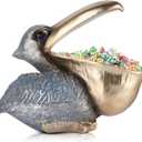 Pelican Key Holder Statues,Fun Animal Hippo Candy Dish,Candy Dish for Office Desk Unique,Modern Key Holder for Pelican Figurine,Suitability Desk candy bowl and Entry Table Decor Items(Silver