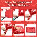 NISOCY 25PCS Red White Square Foil Balloons Wall Double Backdrop Sided Red Pearl White Balloon Tunnel Arch Kit for Christmas Birthday Valentine's Day Baby Shower Wedding Party Decorations