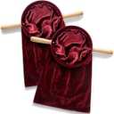 Tioncy Set of 2 Church Tithe Offering Bags with Wooden Handles Church Collection Bag with Handles for Churches Communion Supplies (Red, 15.75 x 7.87 Inch)