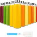 Sursip [12 Pack] 18 oz Glass Water Bottles with Lids, Juice Bottles, Clear glass juice bottle for juicing, Eco-Friendly Reusable Glass Juicing Bottles with Stainless Steel Lid, BPA Free, Leak-Proof