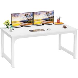LITTLE TREE 63 Inch Large Executive Computer Office Desk, White