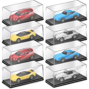 8 Pcs 1/64 Display Case Acrylic Model Cars Display Case 4.17 x 1.81 x 1.81 Inches Clear Plastic Vehicles Toy Cars Storage Collectors