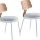 STARWAY Dining Chairs, Set of 2, Mid Century Modern Upholstered Chairs with Solid Wood Back & Sturdy Metal Legs, Modern Style Side Chairs Accent Chairs for Home, Bistro, Coffee Shops, 18.5", White