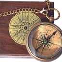 Trust in The Lord With All Your Heart - Proverbs 3:5-6 Quote Engraved Compass With Wooden Box, Greeting Card, Gift Compass, Graduation Day Gifts 2024 for Women Men Boys Girls