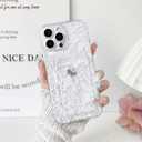 2 x NITITOP Compatible with iPhone 13 Pro Case with Card Holder Clear Cute Line Rose Floral Flowers for Women Girls Soft TPU Wallet Shockproof Protective Cover - White
