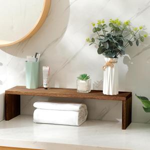 Menkxi Over The Sink Shelf Bathroom Wood Pedestal Soap Stand Farmhouse Bathroom Decor Decorative Over The Sink Shelf for Kitchen(23.62 x 7.87 x 5.91 Inches,Dark Brown)