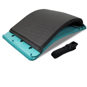Adjustable Back Stretcher for Tension Relief - 3-Level Spine Support Board with Ergonomic Curve, Lumbar Cushion & Non-Slip Pad (Black)