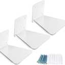 Jetec 3 Pack Invisible Floating Bookshelf Wall Mounted Floating Bookshelves Heavy Duty Book Organizers Hidden Book Shelf Metal Shelves Holder for Books Bedroom Living Room Home Office (White)