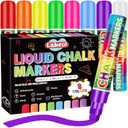 Labeol 6 Colors 10mm Liquid Chalk Markers, 2-in-1 Nib Washable Jumbo Chalk Markers for Windows, Cars, Signs, Glass, White Boards and Mirrors