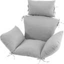 Egg Chair Cushion with 8 Securing Straps, Water-Repellent & Fade-Resistant Faux Linen, Removable Cover, Replacement Cushion for Most Single Outdoor Hanging Swing Egg Chairs Nature, 49''x49'', 
Light Grey