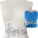 17x38cm Sew on Sequin Rhinestones Belt Crystal Appliques Designs Sewing Patch for DIY Costume Dress (Silver)