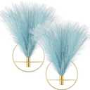Pretty Jolly Boho Wall Decor, Wall-Mounted Metal Wall Decor, Hanging Artificial Pampas Display, Wall Art Living Room, Bedroom, Bathroom, Dining room, Plant Wall Decor 2 Pack Gold (S 7.8inch (Gold Ring), 37-pampas-teal - Gold Ring)