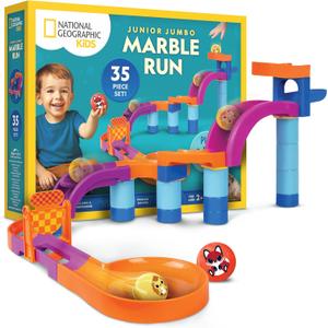 National Geographic Kids Junior Jumbo Marble Run 35-Piece Ball Drop Toy with Kid-Safe Balls, Buildable Marble Run Maze for Toddlers & Preschoolers Ages 2+, One Size