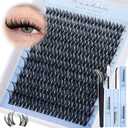 Flora Lash Clusters Kit Wispy Eyelash Clusters 10-18mm DIY Lash Extension Kit D-Curl Individual Lashes Eyelash Extension Kit with Thin Band Lashes Cluster Lash Bond and Seal Lash Tweezers by WTVANE